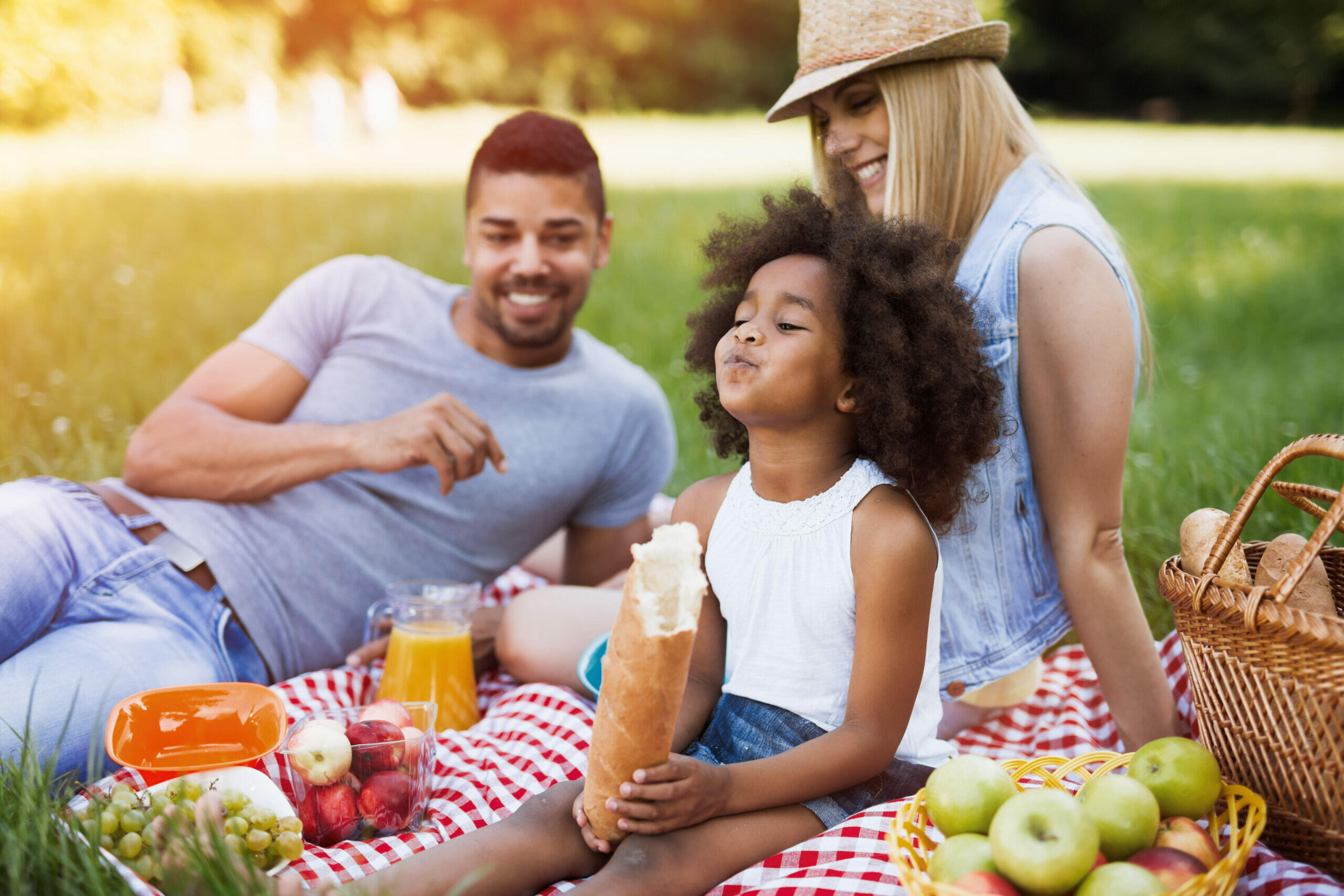 Happy family enjoying picnic